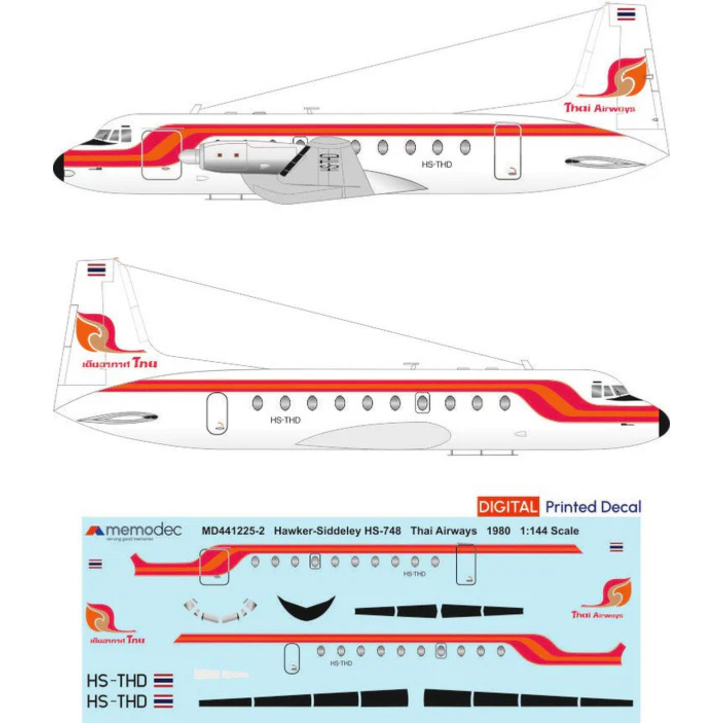Hawker Siddeley HS-748 Thai Airways (1980) Decal