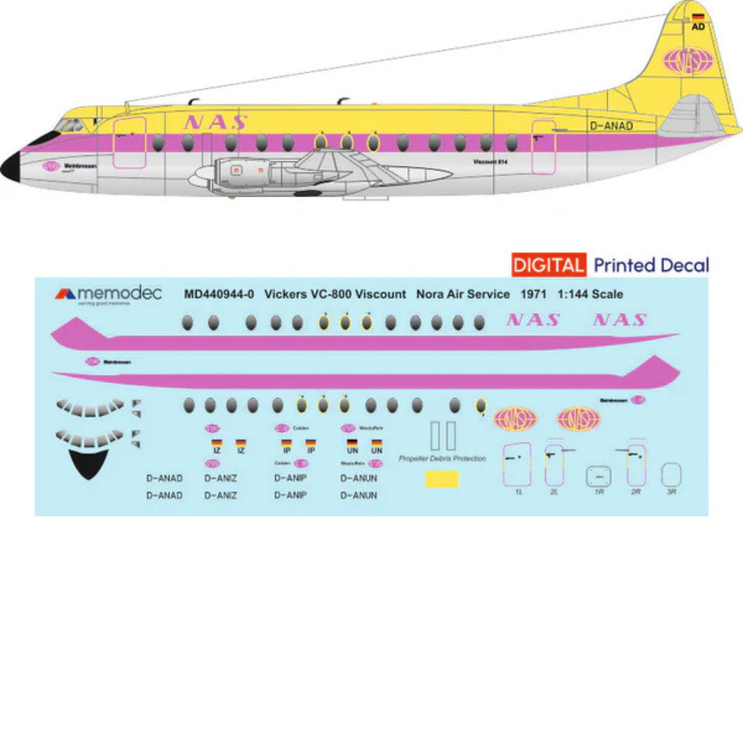 Vickers Viscount VC-814 Nora Air Service (1971) Decal