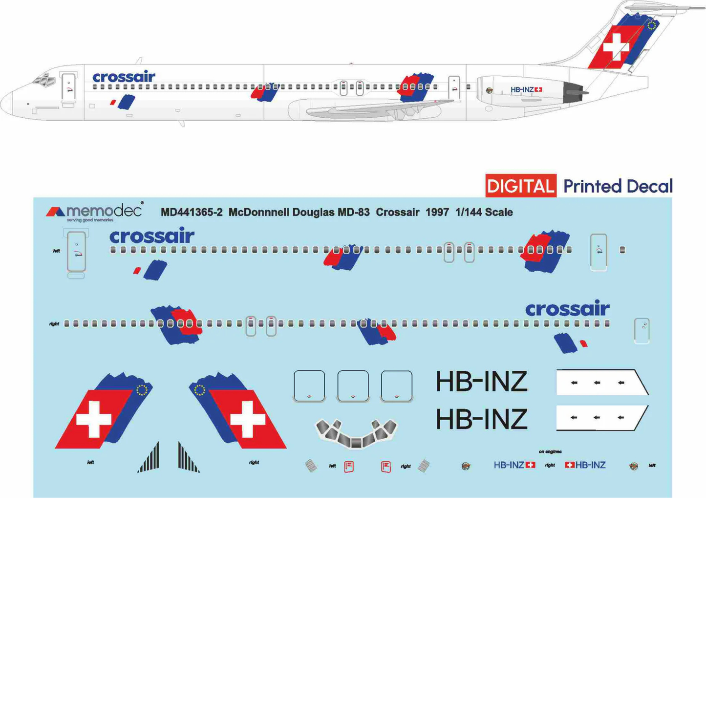 McDonnell Douglas MD-83 Crossair (1997) Decal
