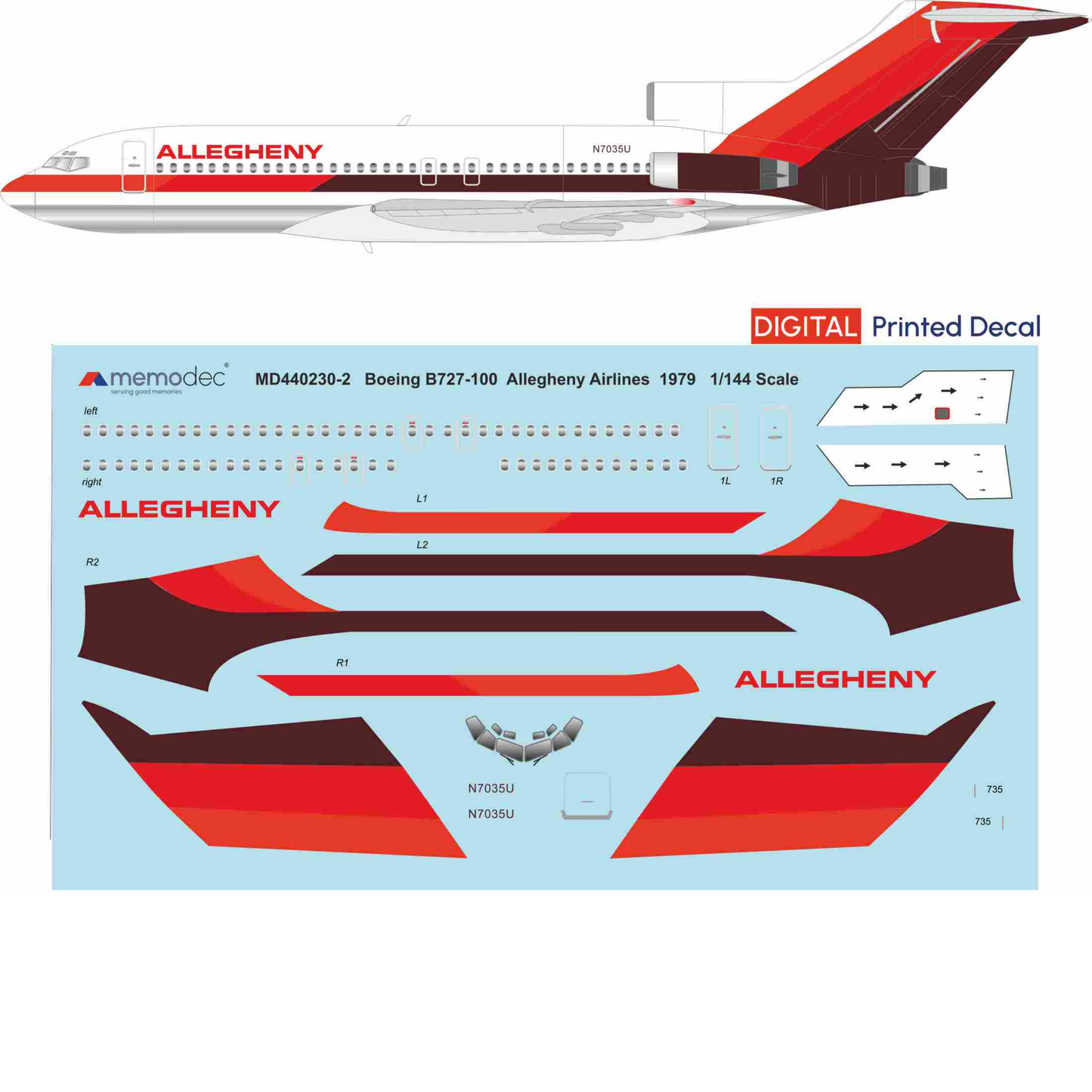 Boeing 727-100 Allegheny (1979) Decal