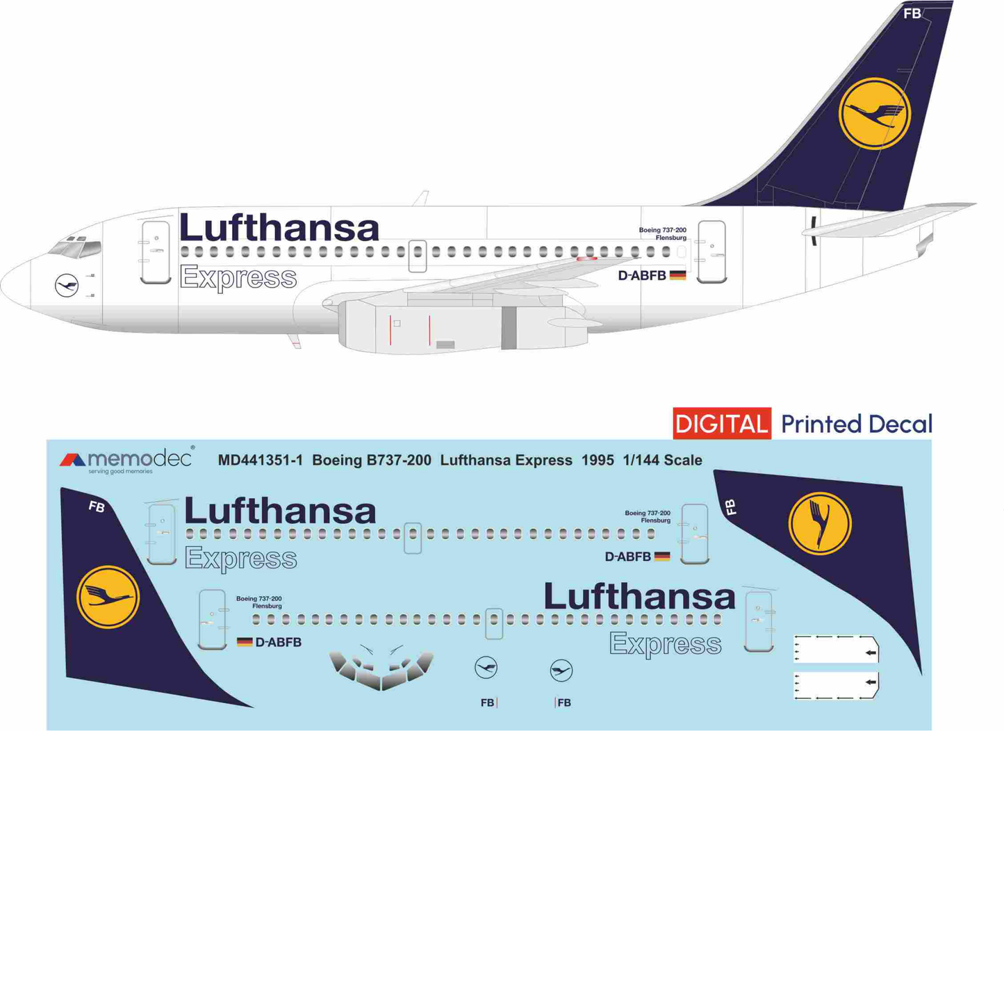 Boeing 737-200 Lufthansa Express (1995) Decal
