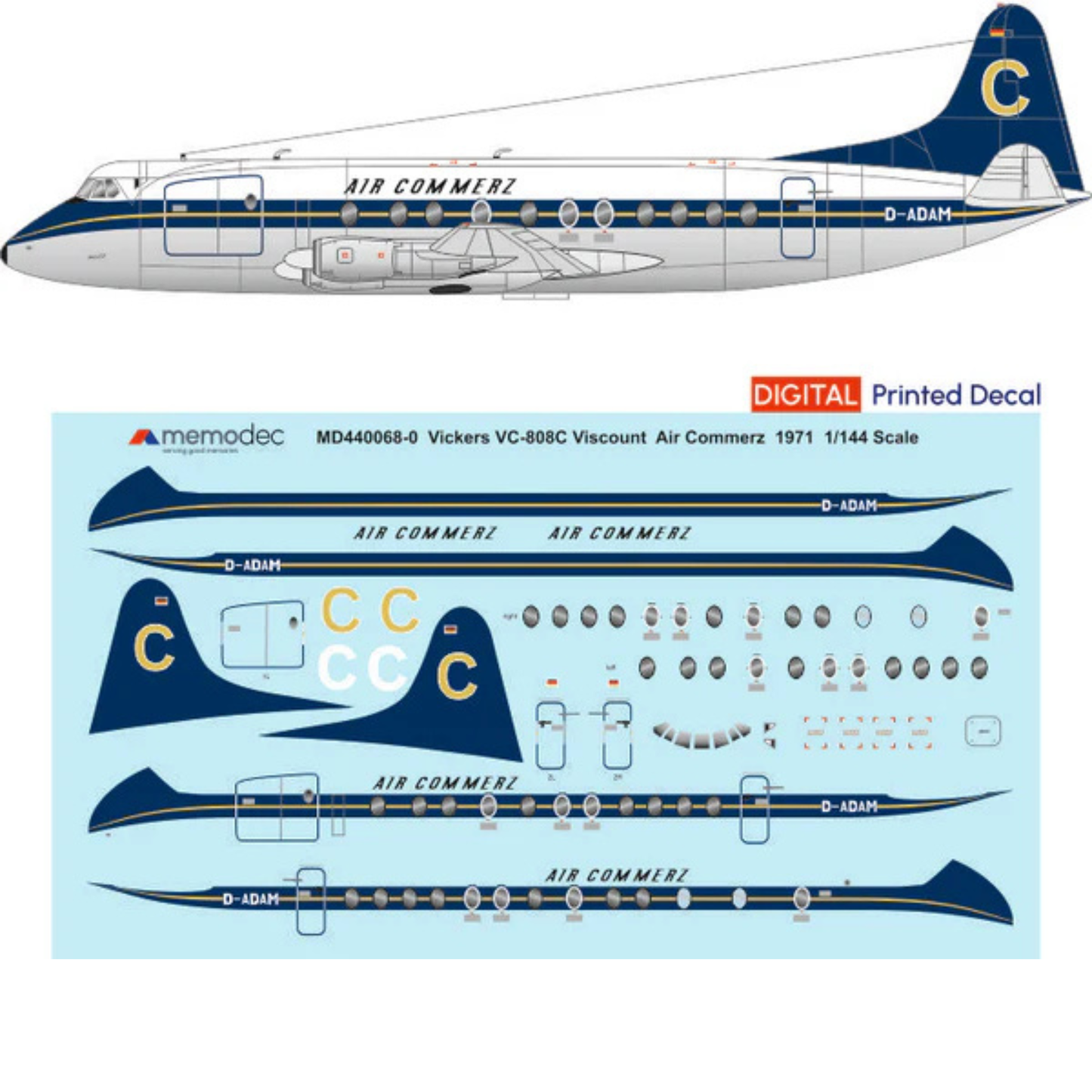 Vickers Viscount VC-808C Air Commerz (1971) Decal