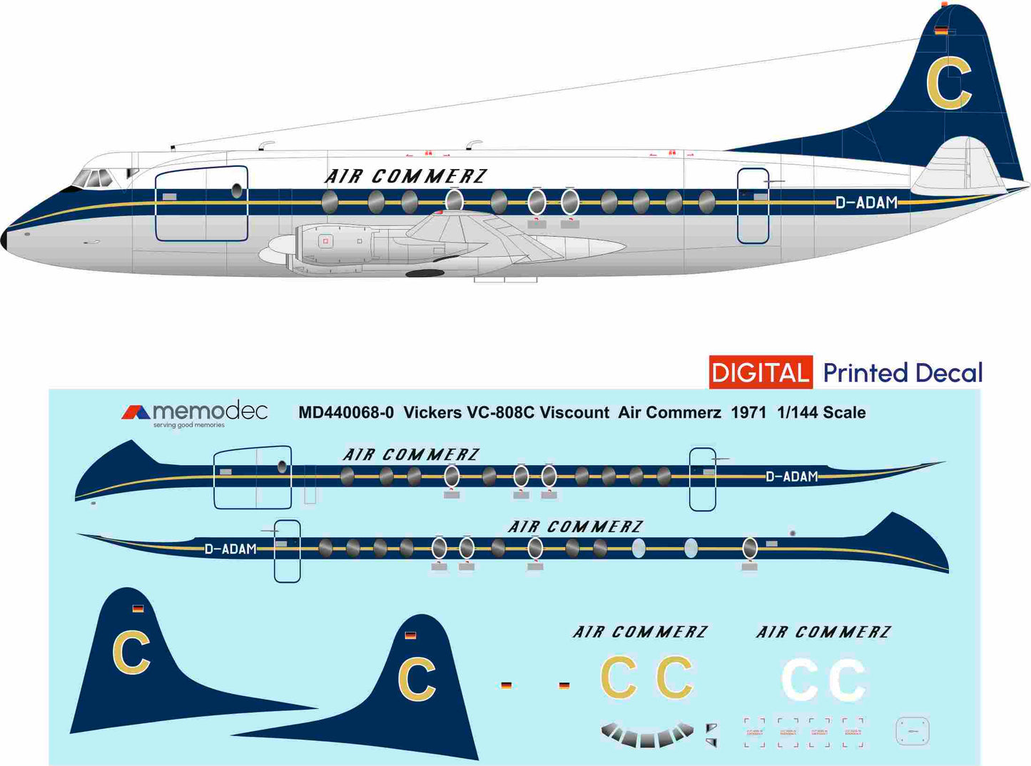 Vickers Viscount VC-808C Air Commerz (1971) Decal