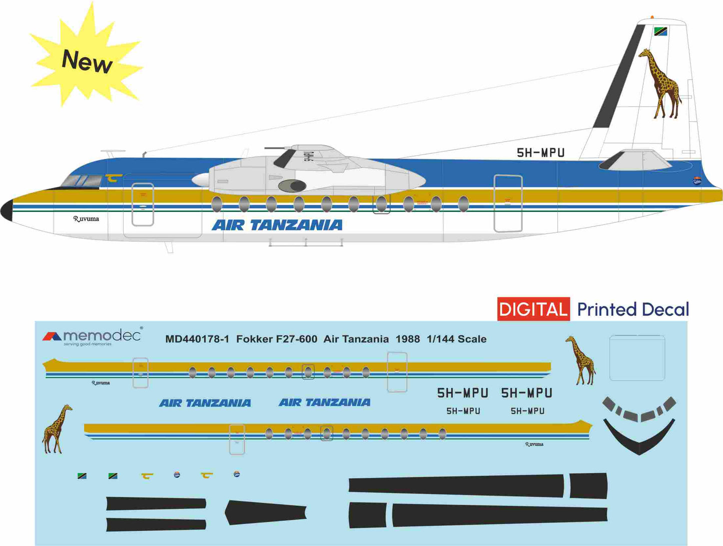 Fokker F27-600 Air Tanzania (1988) Decal