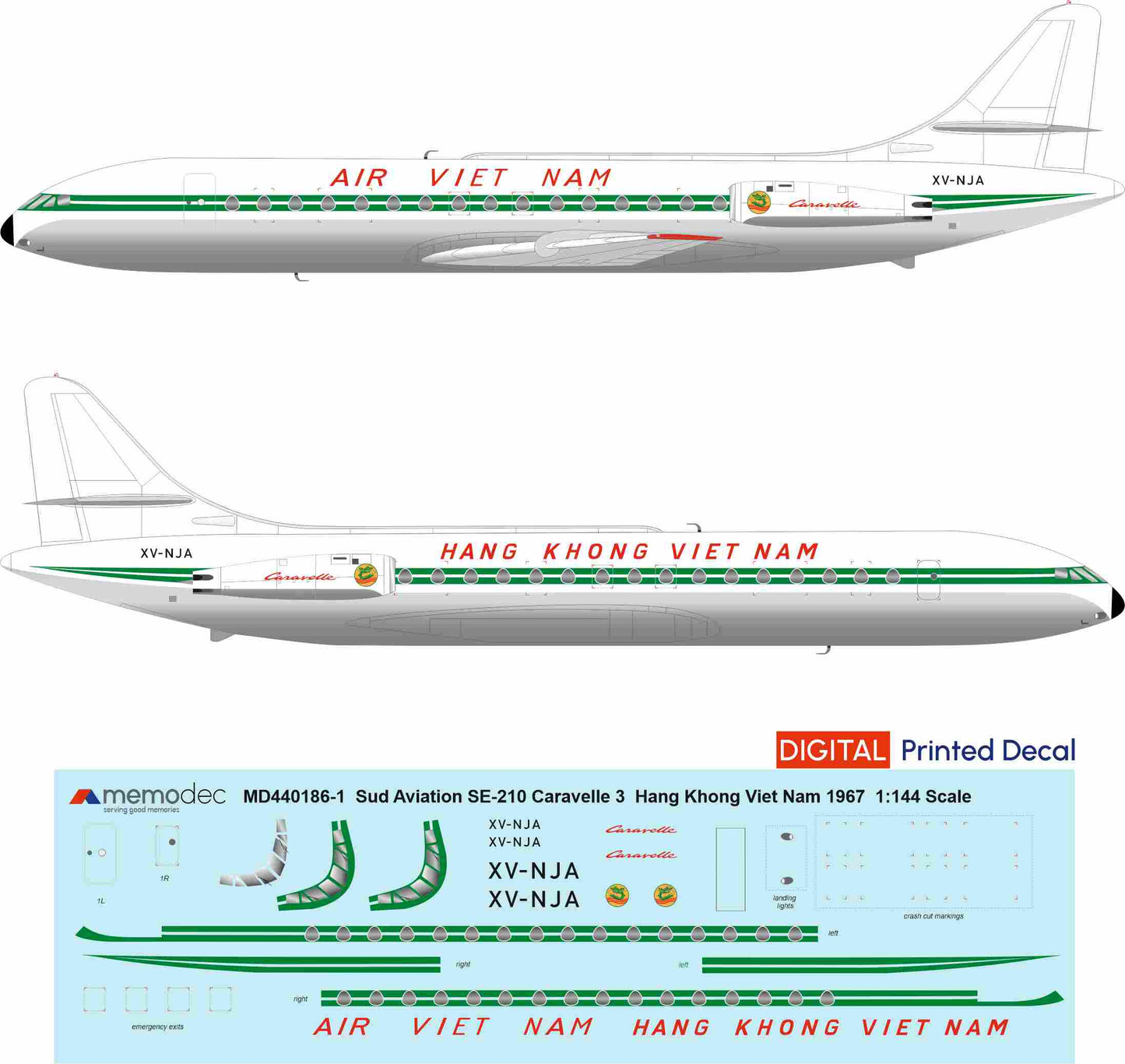 Sud Aviation SE-210 Caravelle 3 Air Vietnam (1967) Decal