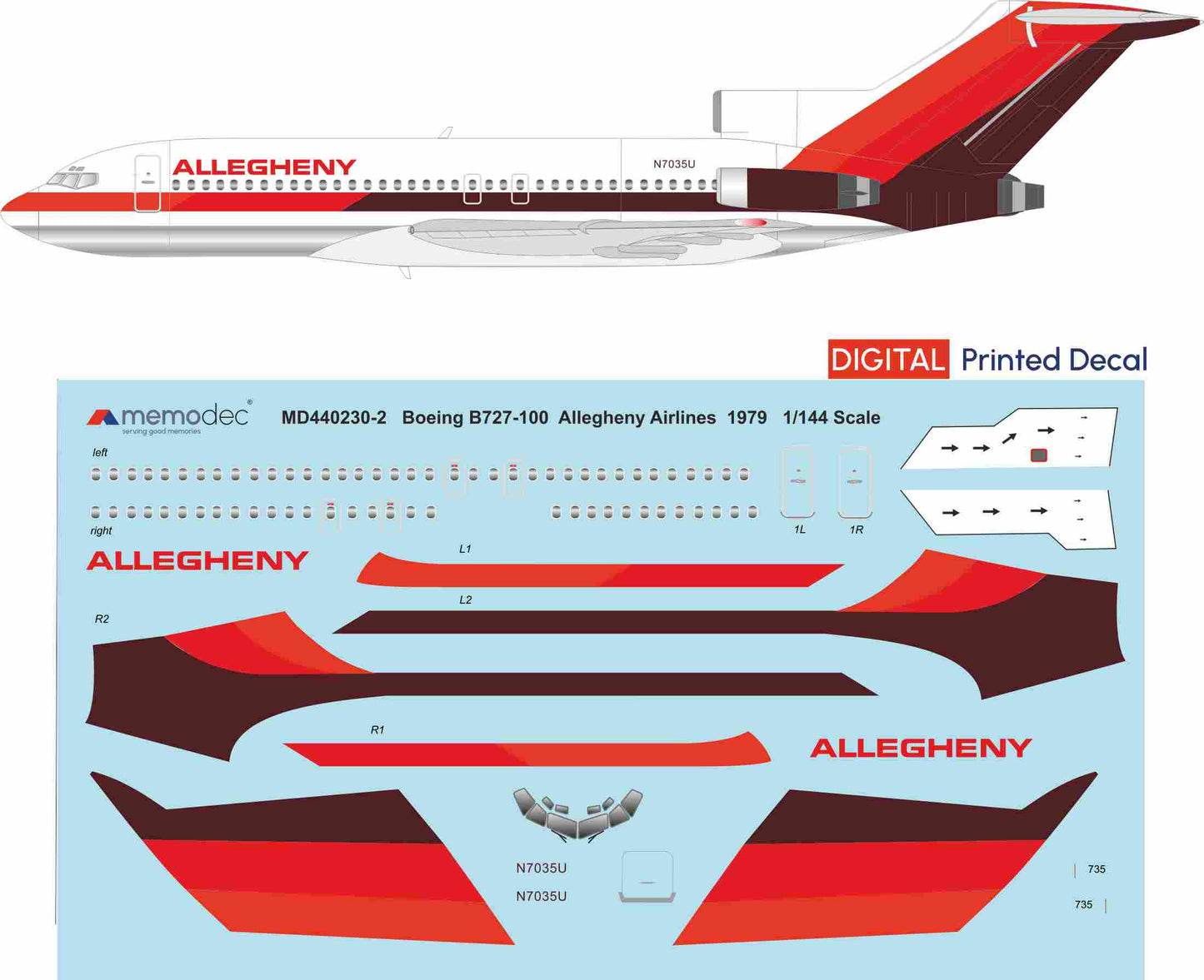 Boeing 727-100 Allegheny (1979) Decal