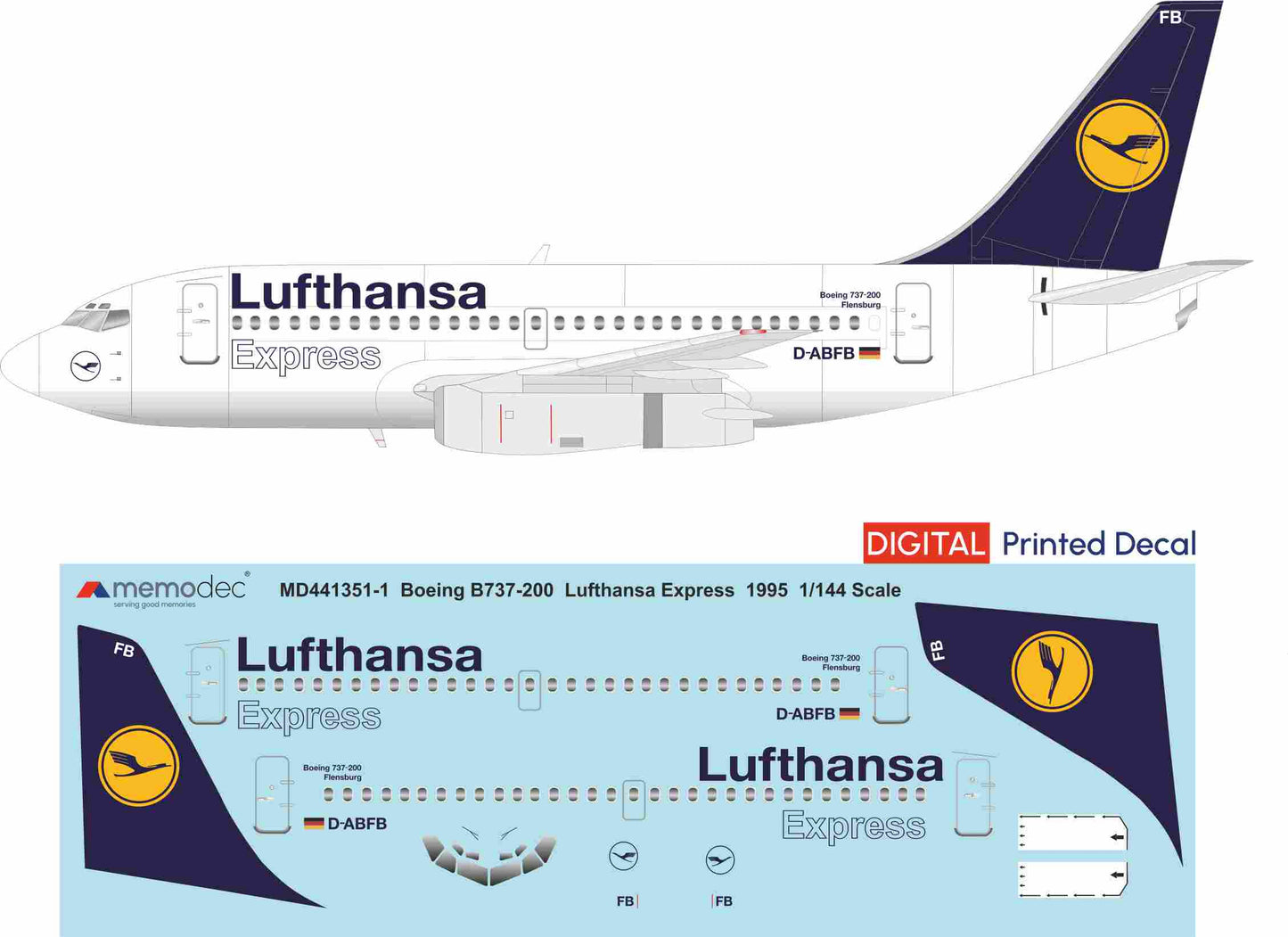 Boeing 737-200 Lufthansa Express (1995) Decal