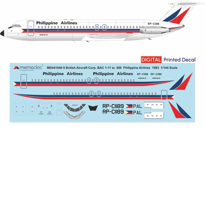 BAC 1-11-sr.500 Philippine Airlines (1983) Decal