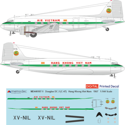 Douglas DC-3 (C-47)  Air Vietnam / Hang Khong Viet Nam (1967) Decal