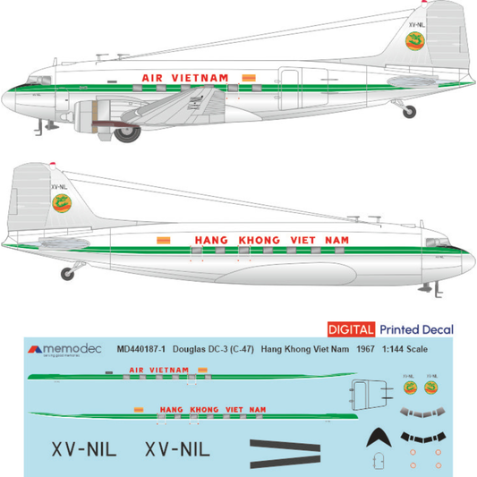 Douglas DC-3 (C-47)  Air Vietnam / Hang Khong Viet Nam (1967) Decal