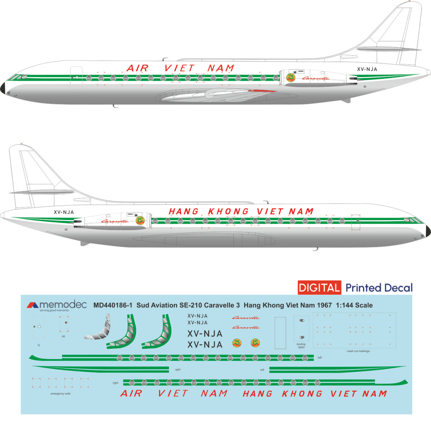 Sud Aviation SE-210 Caravelle 3 Air Vietnam (1967) Decal