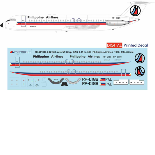 BAC 1-11 sr.500 Philippine Airlines (1985) Decal