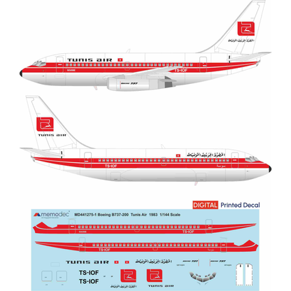 Boeing 737-200 Tunis Air (1983) Decal