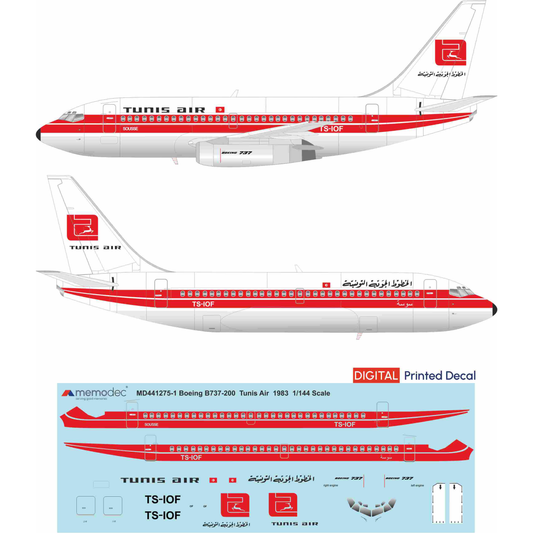 Boeing 737-200 Tunis Air (1983) Decal