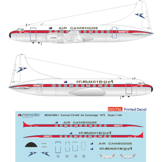 Convair CV-440 Metropolitan  Air Cambodge (1975) Decal