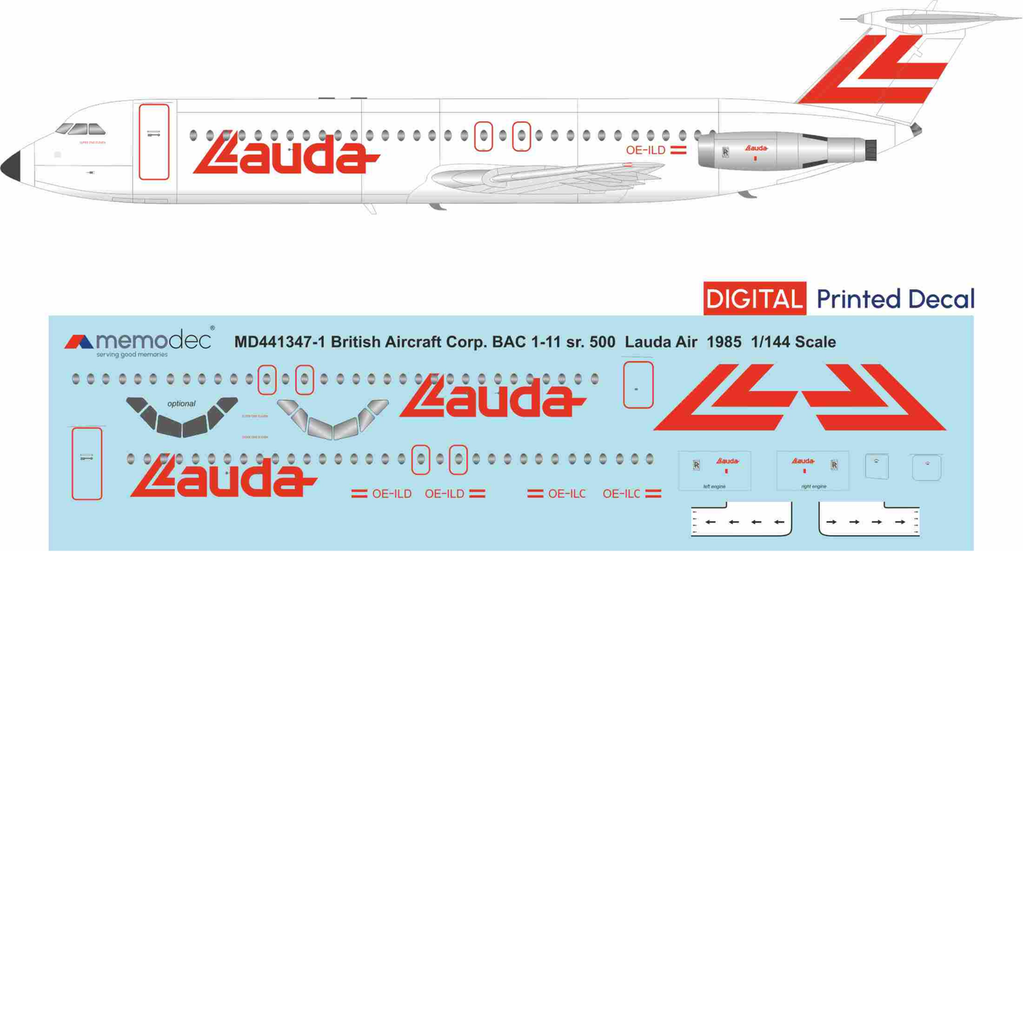 BAC 1-11 sr.500 Lauda Air (1985) Decal
