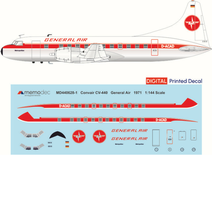 Convair CV-440 Metropolitan General Air (1971) Decal