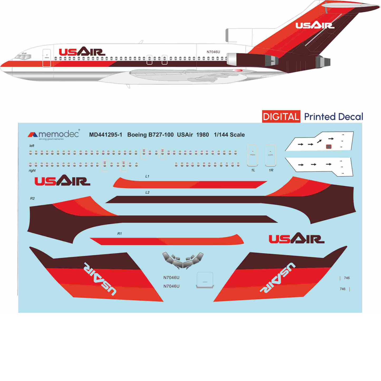 Boeing 727-100 USAir (1980) Decal