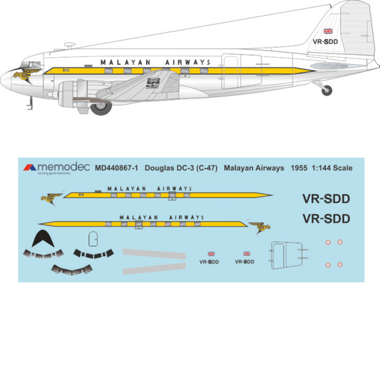 Douglas DC-3  (C-47) Malayan Airways (1955) Decal