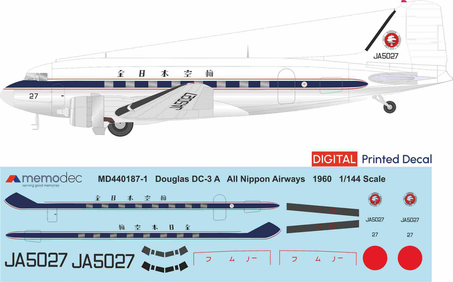 Douglas DC-3 A All Nippon Airways ANA (1960) Decal