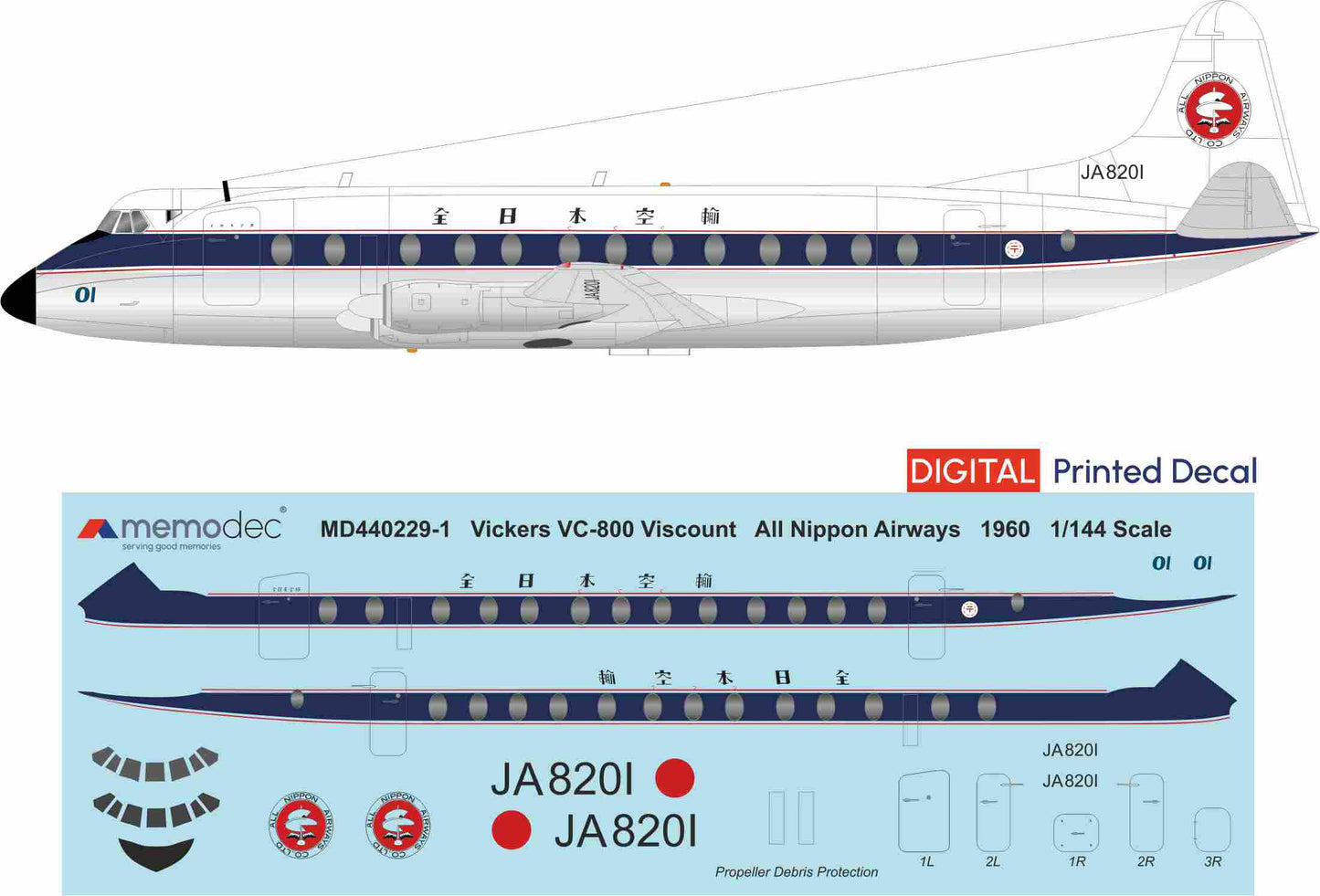 Vickers Viscount VC-800 All Nippon Airways ANA (1960) Decal