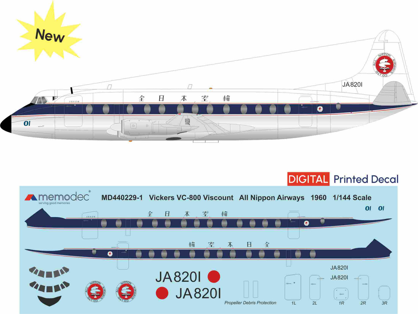 Vickers Viscount VC-800 All Nippon Airways ANA 1960 Decal