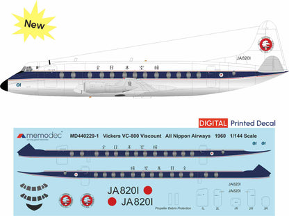 Vickers Viscount VC-800 All Nippon Airways ANA 1960 Decal