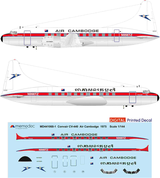 Convair CV-440 Metropolitan Air Cambodge (1975) Decal