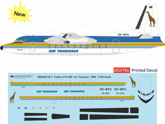 Fokker F27-600  Air Tanzania (1988) Decal