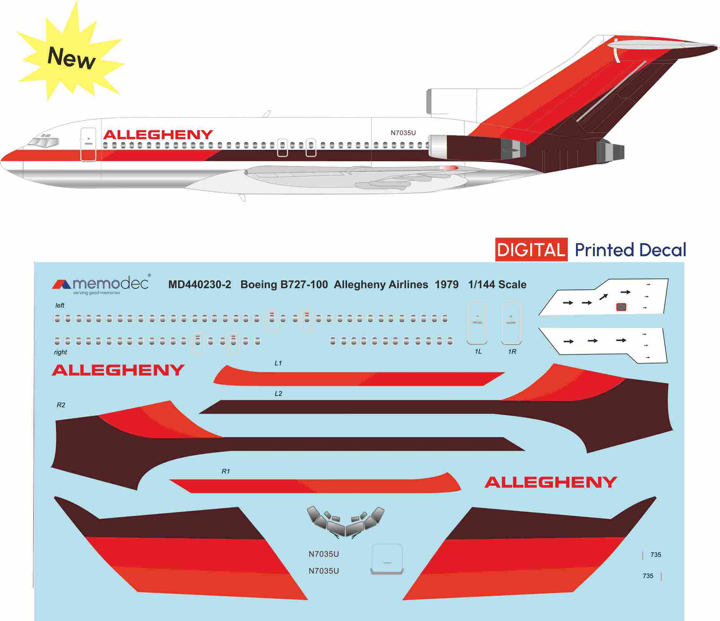 Boeing 727-100 Allegheny (1979) Decal