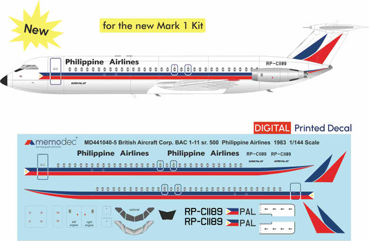 BAC 1-11-sr.500 Philippine Airlines (1983) Decal