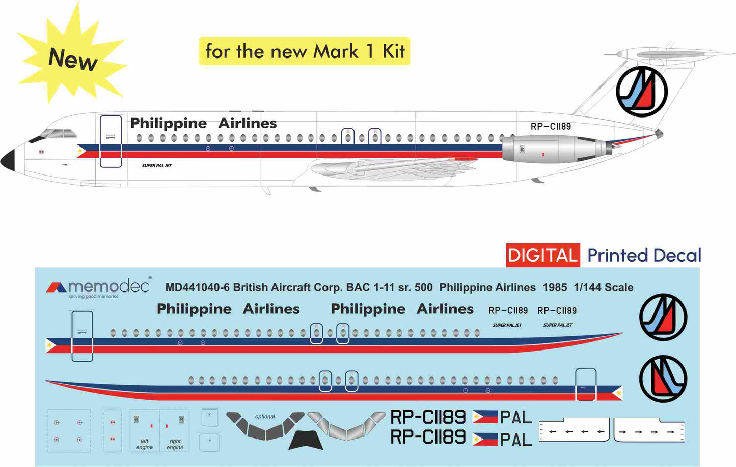 BAC 1-11 sr.500 Philippine Airlines (1985) Decal