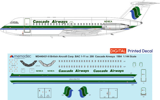 BAC 1-11 sr.200 Cascade Airways (1984) Decal