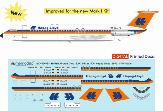 BAC 1-11 sr.500  Hapag Lloyd (1980) Decal