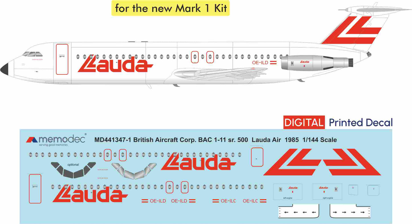 BAC 1-11 sr.500 Lauda Air (1985) Decal