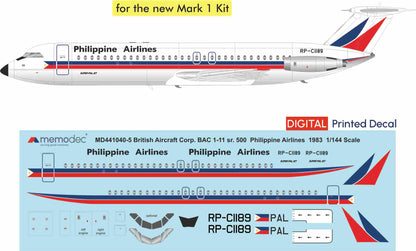 BAC 1-11-sr.500 Philippine Airlines (1983) Decal