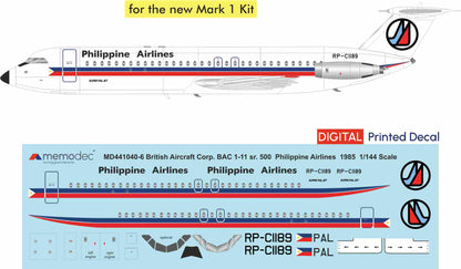 BAC 1-11 sr.500 Philippine Airlines (1985) Decal