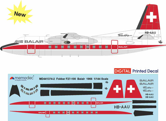 Fokker F27-100 Balair (1966) Decal