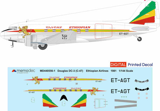 Douglas DC-3 (C-47) Ethiopian Airlines (1981) Decal