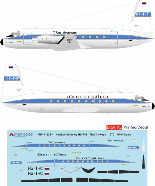 Hawker Siddeley HS-748  Thai Airways (1970) Decal