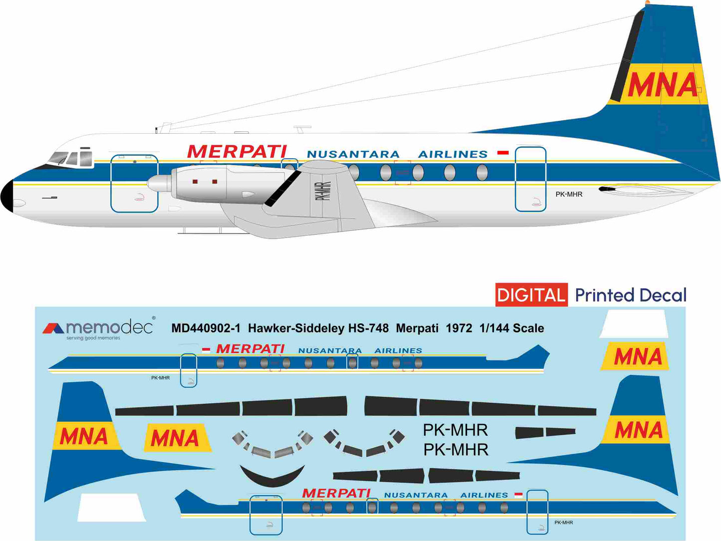 Hawker Siddeley HS-748 Merpati Nusantara Airlines (1972) Decal