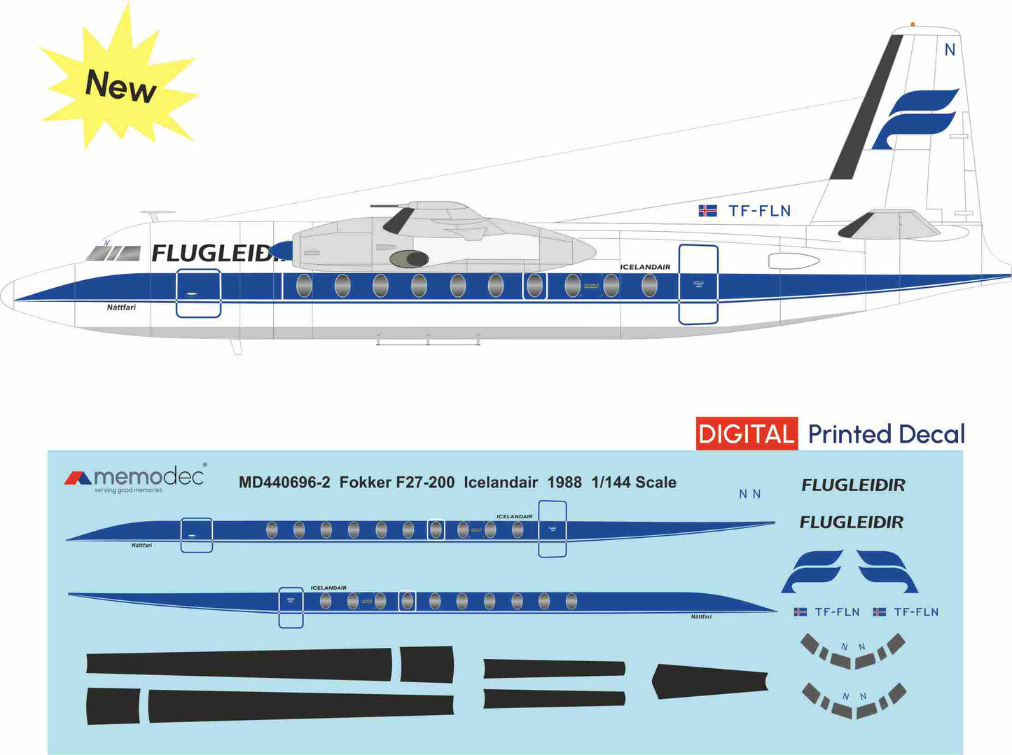 Fokker F27-200 Icelandair (1988) Decal
