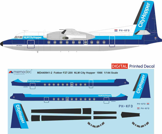 Fokker F27-200 NLM CityHopper (1986) Decal