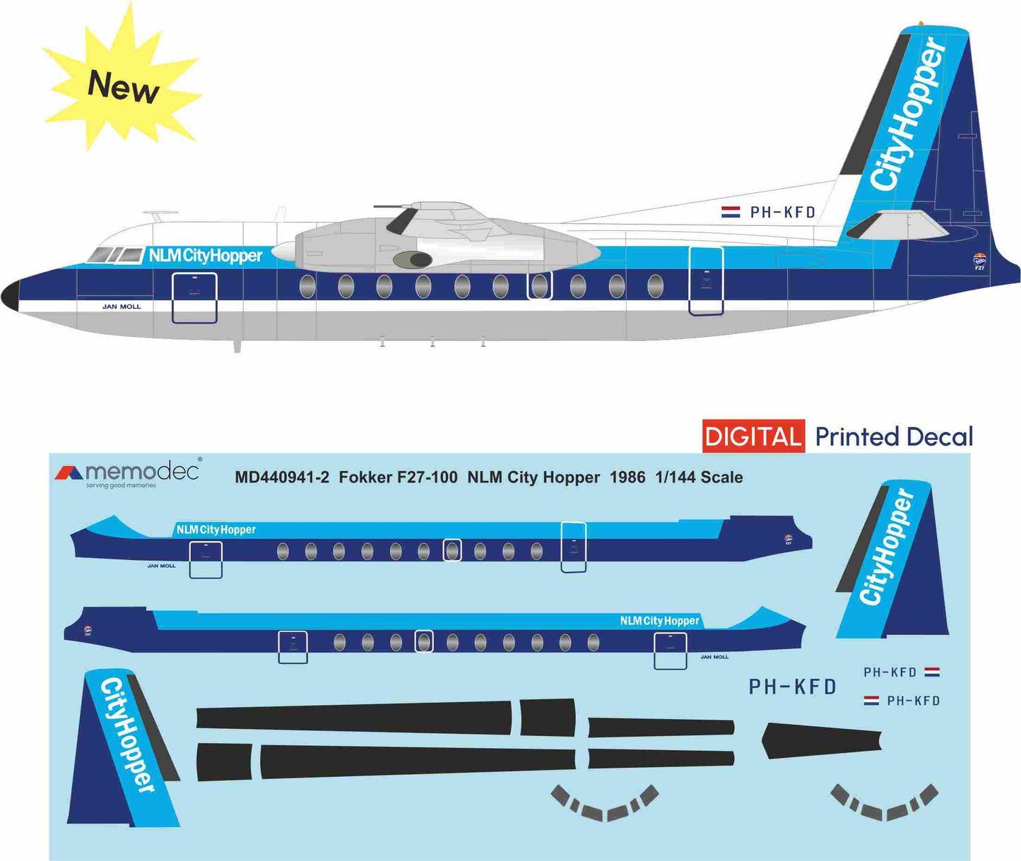 Fokker F27-100 NLM CityHopper (1986) Decal