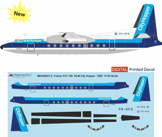 Fokker F27-100 NLM CityHopper (1986) Decal