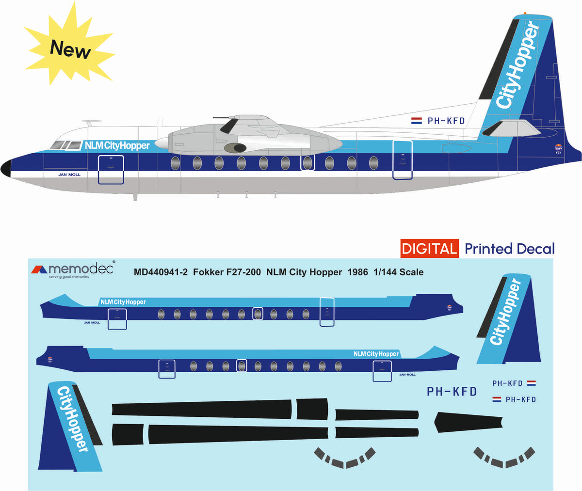 Fokker F27-200 NLM CityHopper (1986) Decal