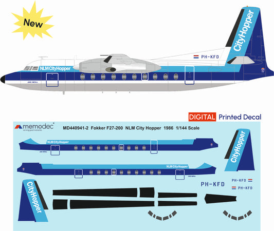 Fokker F27-200 NLM CityHopper (1986) Decal