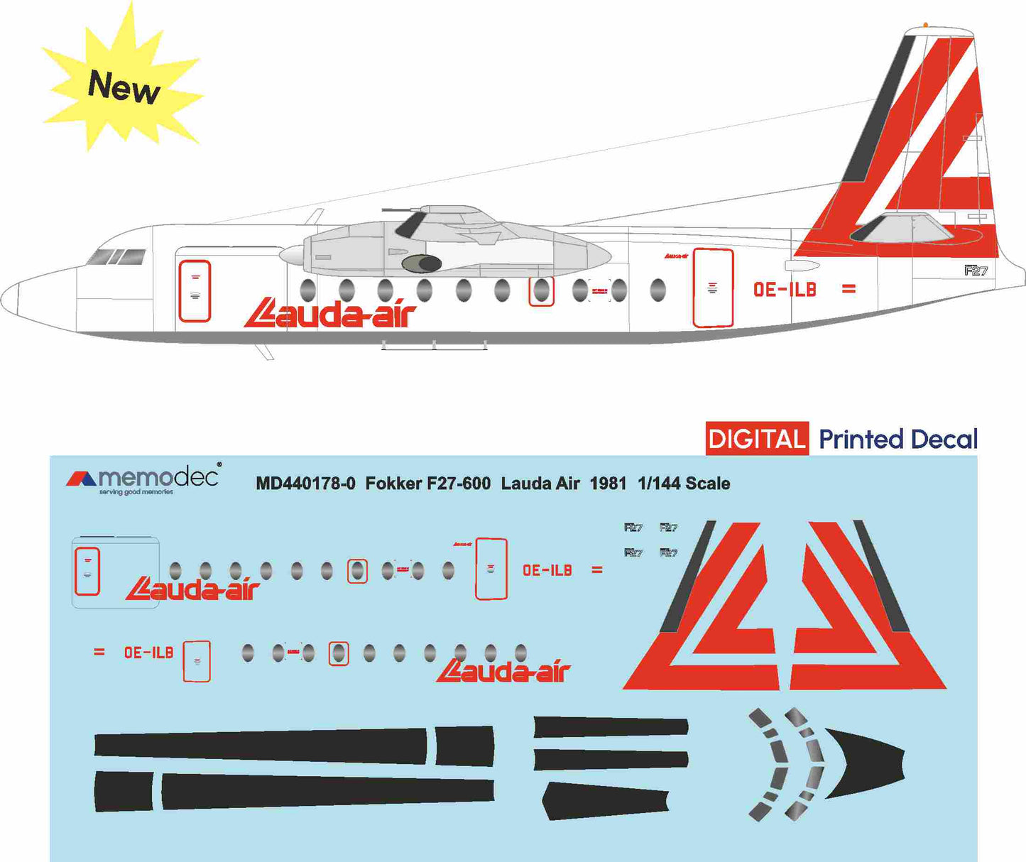 Fokker F27-600 Lauda Air (1981) Decal