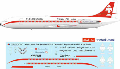 Sud Aviation SE-210 Caravelle 3 Royal Air Lao (1975) Decal