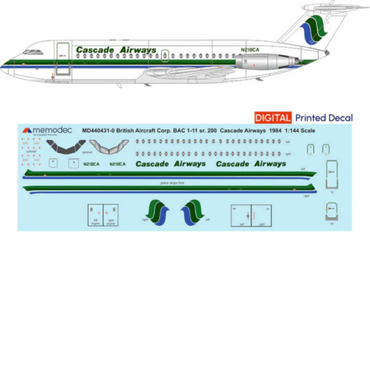 BAC 1-11 sr.200 Cascade Airways (1984) Decal